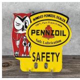 Porcelain Pennzoil License Plate Topper