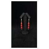 Navajo Coral Bead Earrings