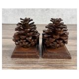 Cast Iron Pinecone Bookends