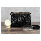 Judith Leiber Blue Lizard Gemstone Handbag Purse