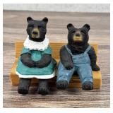 Black Bears on Bench Carving