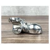 Mid Century Polished Zinc Hippo Candle Holder