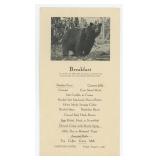 1923 Yellowstone National Park Canyon Hotel Menu
