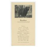 1923 Yellowstone National Park Canyon Hotel Menu