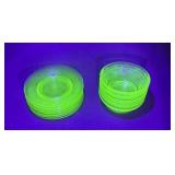 Uranium Glass Hazel Atlas Poppy Bowls and Plates