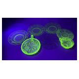 Group of Mixed Uranium Glass Dishware