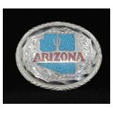 Navajo Chip Inlaid Arizona Belt Buckle