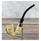 Egg in Eagle Claw Clay Smoking Pipe