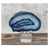 Polished Blue Agate Geode Paperweight