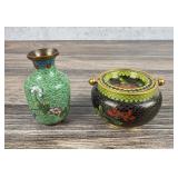 Chinese Cloisonne Ashtray and Vase