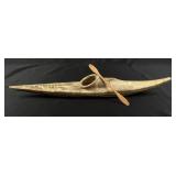 Alaskan Inuit Eskimo Miniature Skin Canoe Model