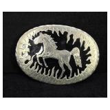 Enamel Rearing Horse Cowboy Belt Buckle