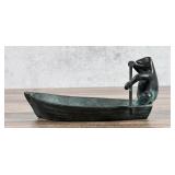 Bronze Frog in Boat Paperweight