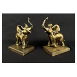 Brass Clad Elephant Bookends
