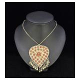 Moroccan Silver Coral Bell Necklace
