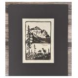 John Louis Clarke Glacier Park Montana Linocut
