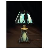 Antique Slag Glass Boudoir Lamp