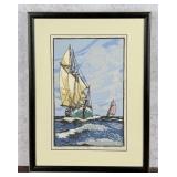 Carroll Thayer Berry Old Coaster Woodblock Print