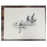 Falcon Chasing Duck Print