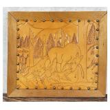 Moose & Wolves Tooled Leather Wall Art