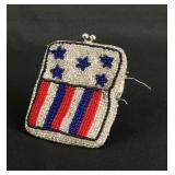 Native American Indian Beaded American Flag Purse