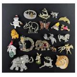 Collection of Costume Jewelry Brooches