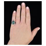 Old Pawn Navajo Sterling Silver Turquoise Ring