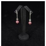 Sterling Silver Rhodonite Ball Earrings