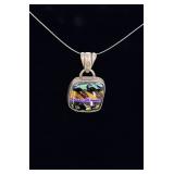 Sterling Silver Dichoic Glass Pendant