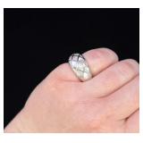 Sterling Silver Mother of Pearl Inlaid Ring