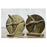 Brass Duck In Flight Bookends