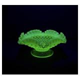Fenton Glass Hobnail Uranium Glass Candy Dish