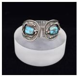 Navajo Sterling Turquoise Watch Band Tips