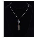 Zuni Inlaid Sterling Silver Feather Necklace