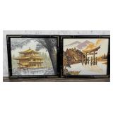 Pair Of Japanese Silk Embroidered Tapestries