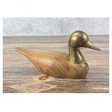 Mid Century Brass & Wood Duck