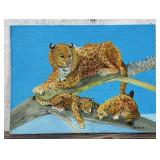 Schultz Leopard & Cubs Oil Painting
