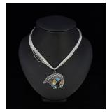 Zuni Sterling Silver Liquid Silver Bear Necklace