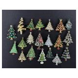 Costume Jewelry Christmas Tree Rhinestone Brooches