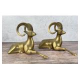 Pair Of Mid Century Brass Rams