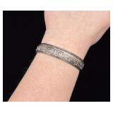 Navajo Sterling Silver Village Scene Bracelet