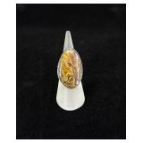 Sterling Silver Rainbow Petrified Wood Ring