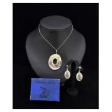 USS Constitution Scrimshaw Necklace and Earrings