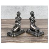 Art Deco Silver Clad Nude Bookends