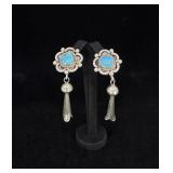 Navajo Sterling Turquoise Cone Drop Earrings