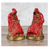 Armor Bronze Reading Robed Monk Bookends