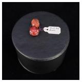 Pair of Red White Heart Indian Trade Beads