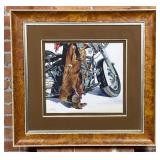 Nelson Boren Motorcycle Cowboy Watercolor Painting
