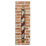 Antique Red and White Painted Wood Barber Pole