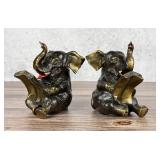 PM Craftsman Elephant Reading The Times Bookends